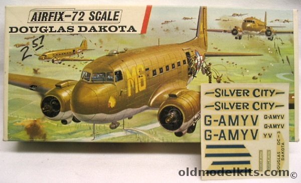Airfix 1/72 Douglas Dakota C-47 - USAF or Civil DC-3 Silver Cities Airlines, 483 plastic model kit